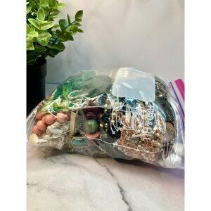 2lb Quart Size Bag of Junk Jewelry for CRAFTING - POOR Condition Non Wearable -2